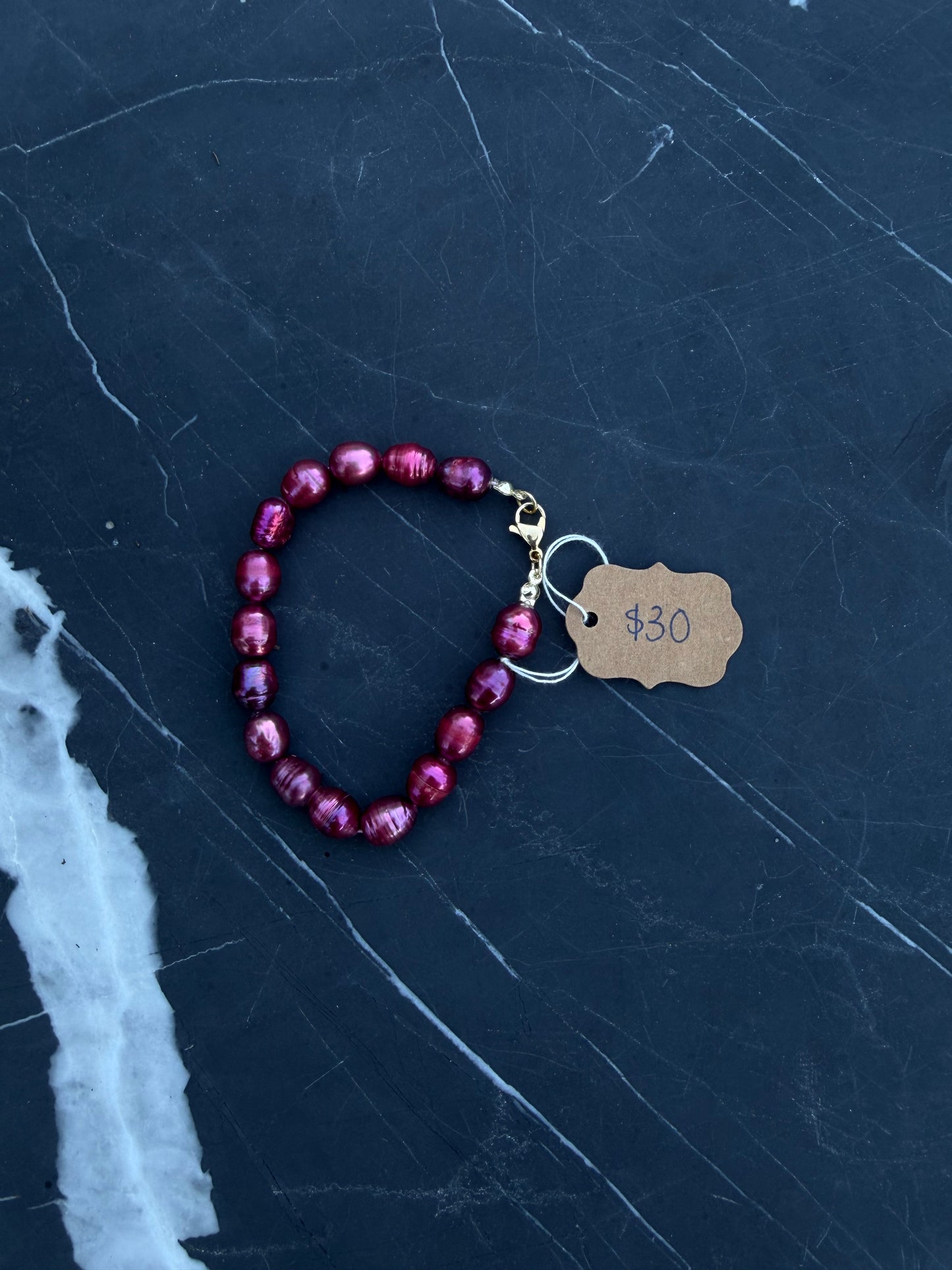 Maroon Freshwater Pearl Bracelet