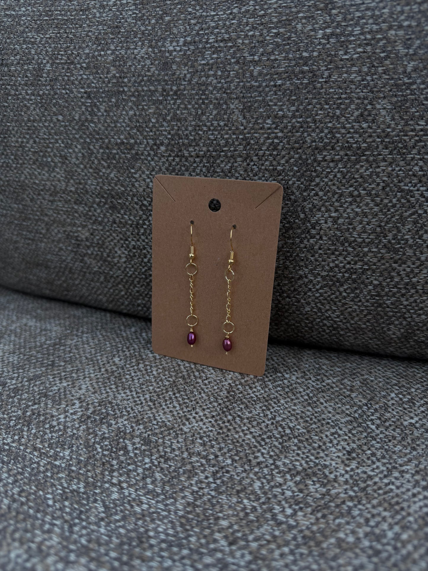 Long Maroon Freshwater Pearl Earrings