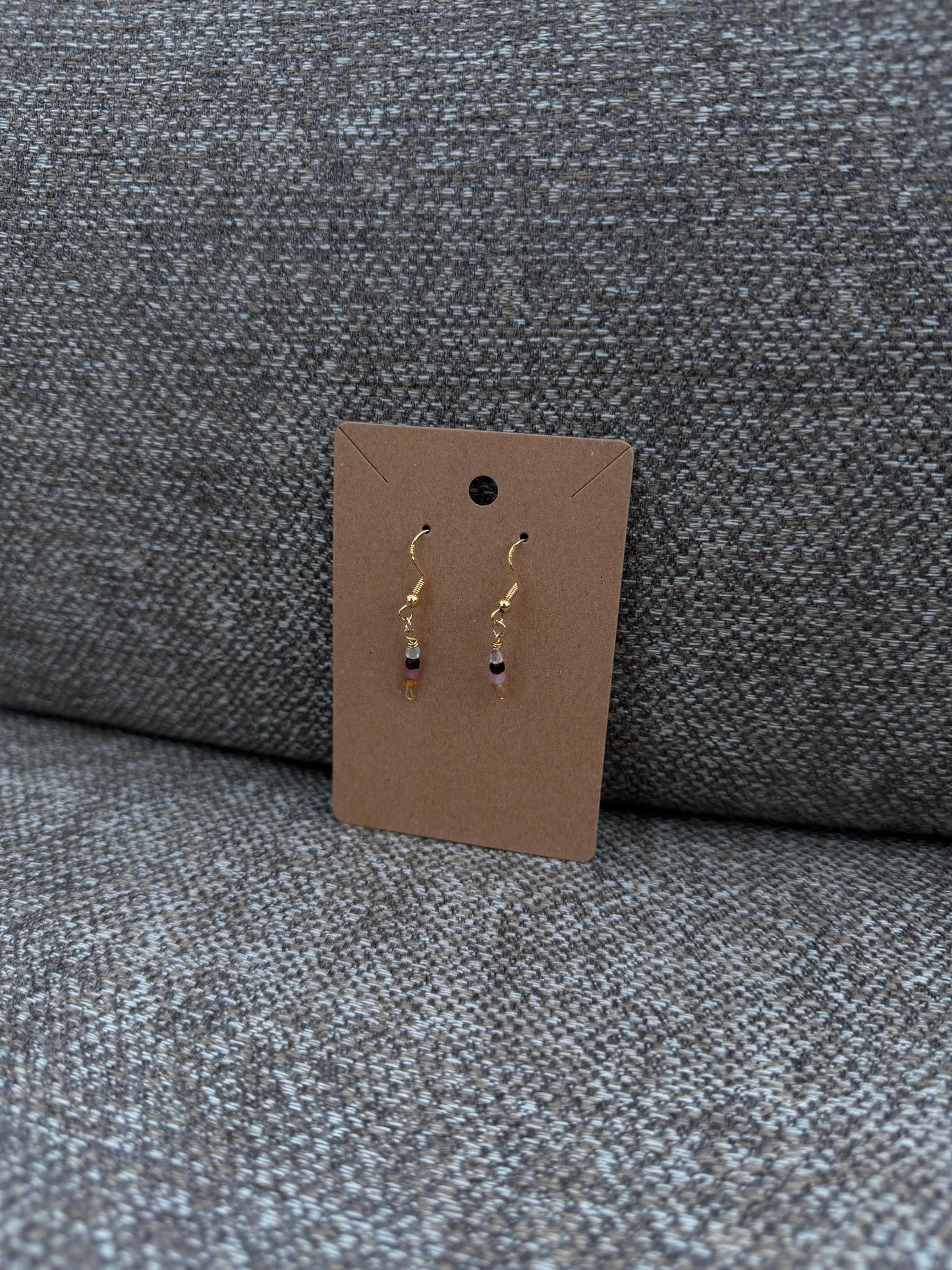 Pink & Brown Beaded Earrings