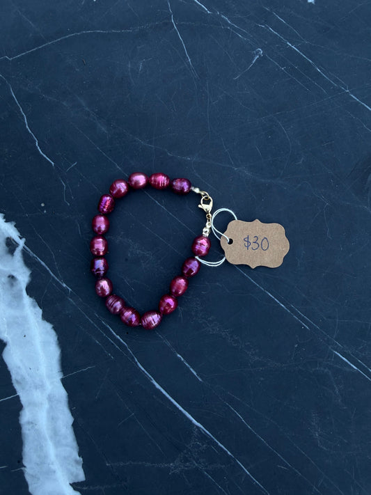 Maroon Freshwater Pearl Bracelet