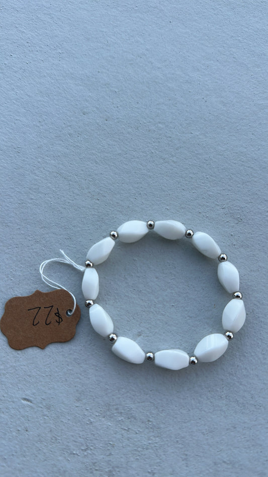 White & Silver Stretch Bracelet
