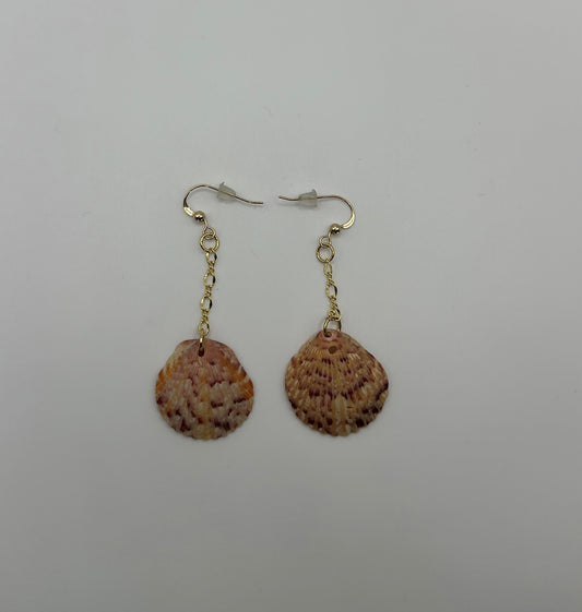 Maroon & Orange Scallop Earrings