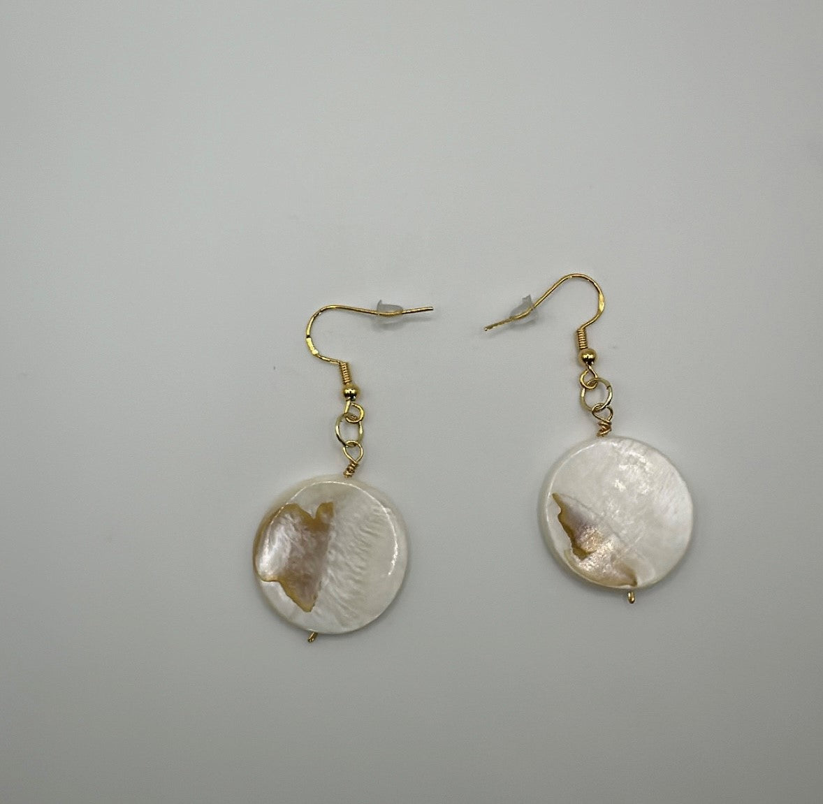 Mother of Pearl Coin Earrings